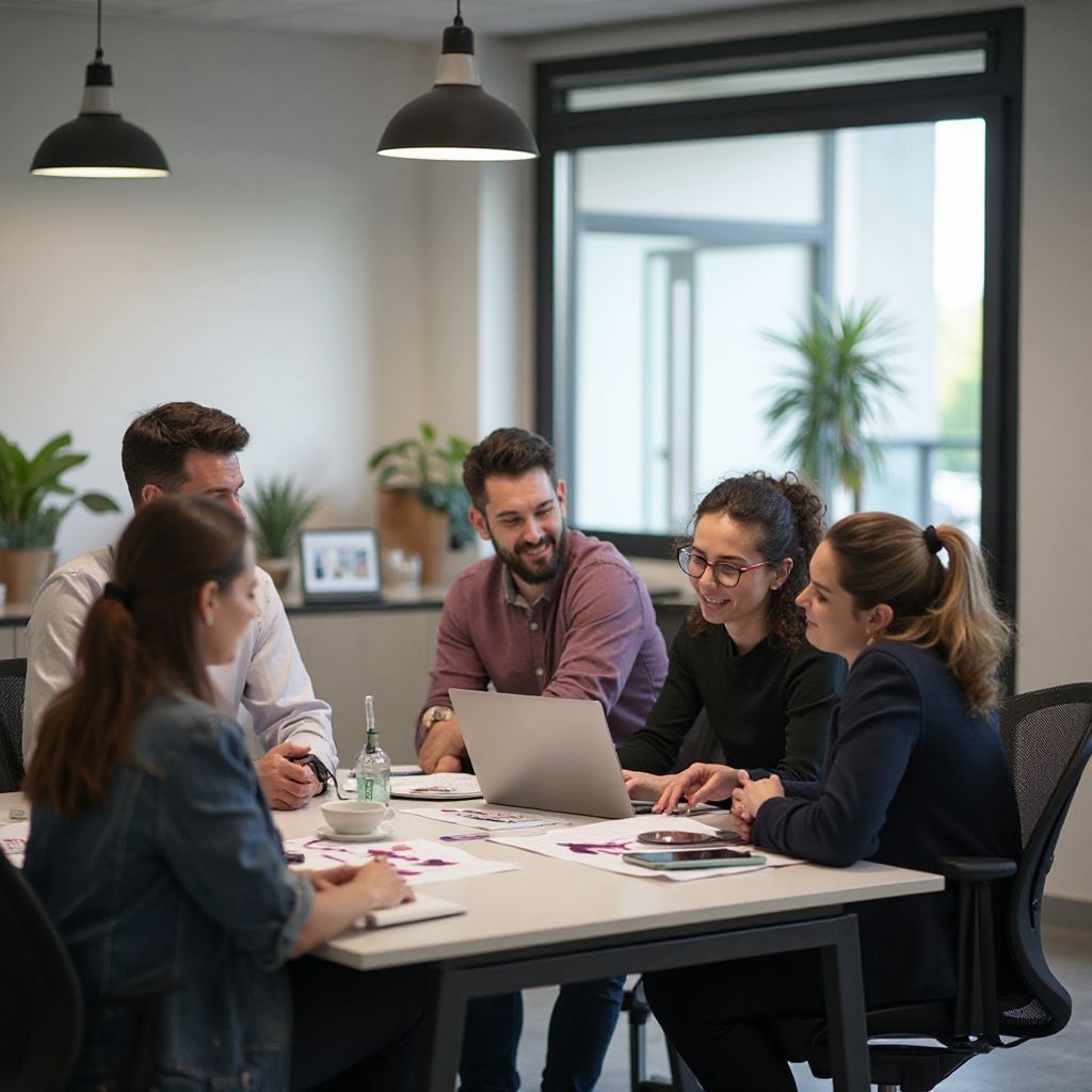 Echipa Growth.ro discutând strategie de dezvoltare personală
