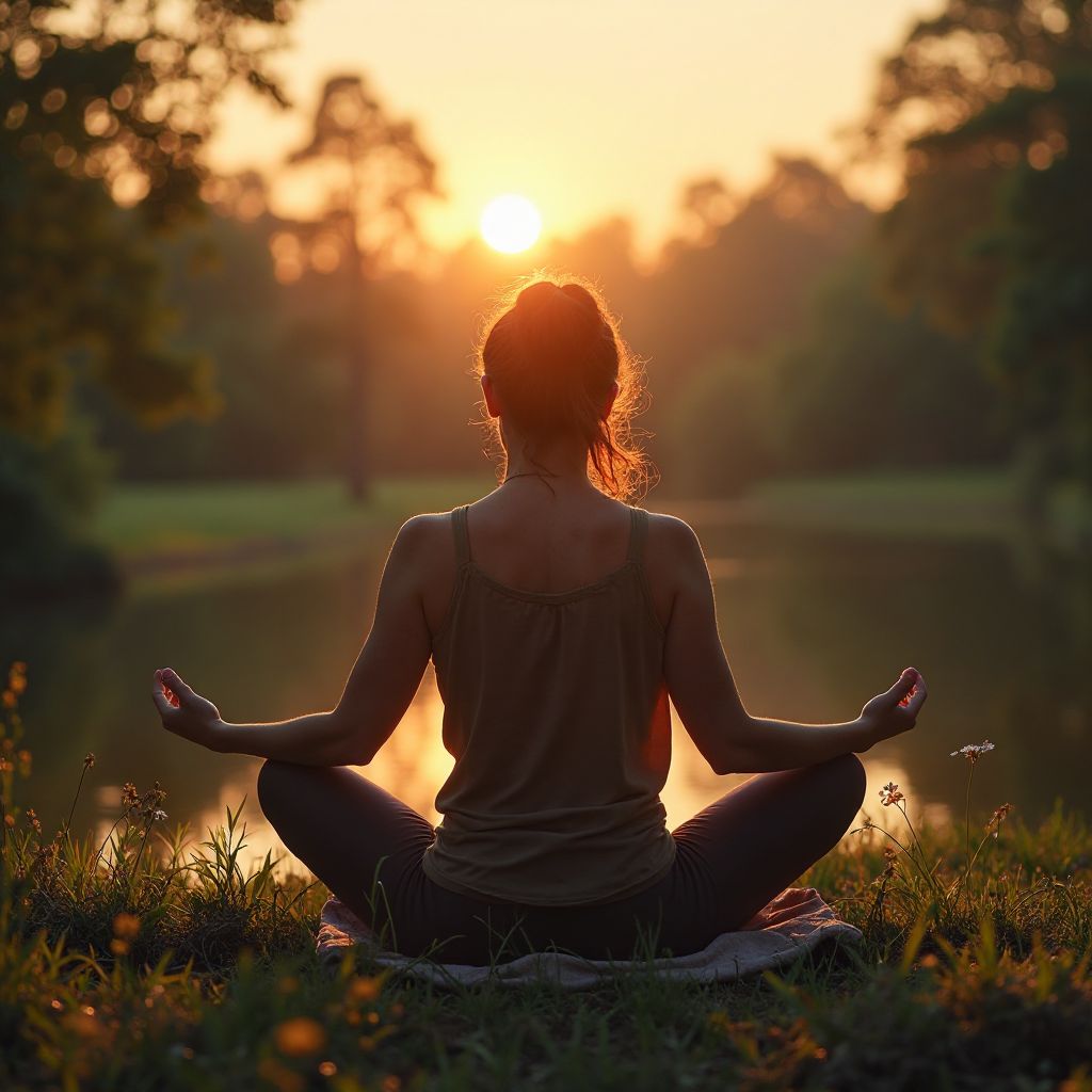 Persoană meditând într-un mediu liniștit