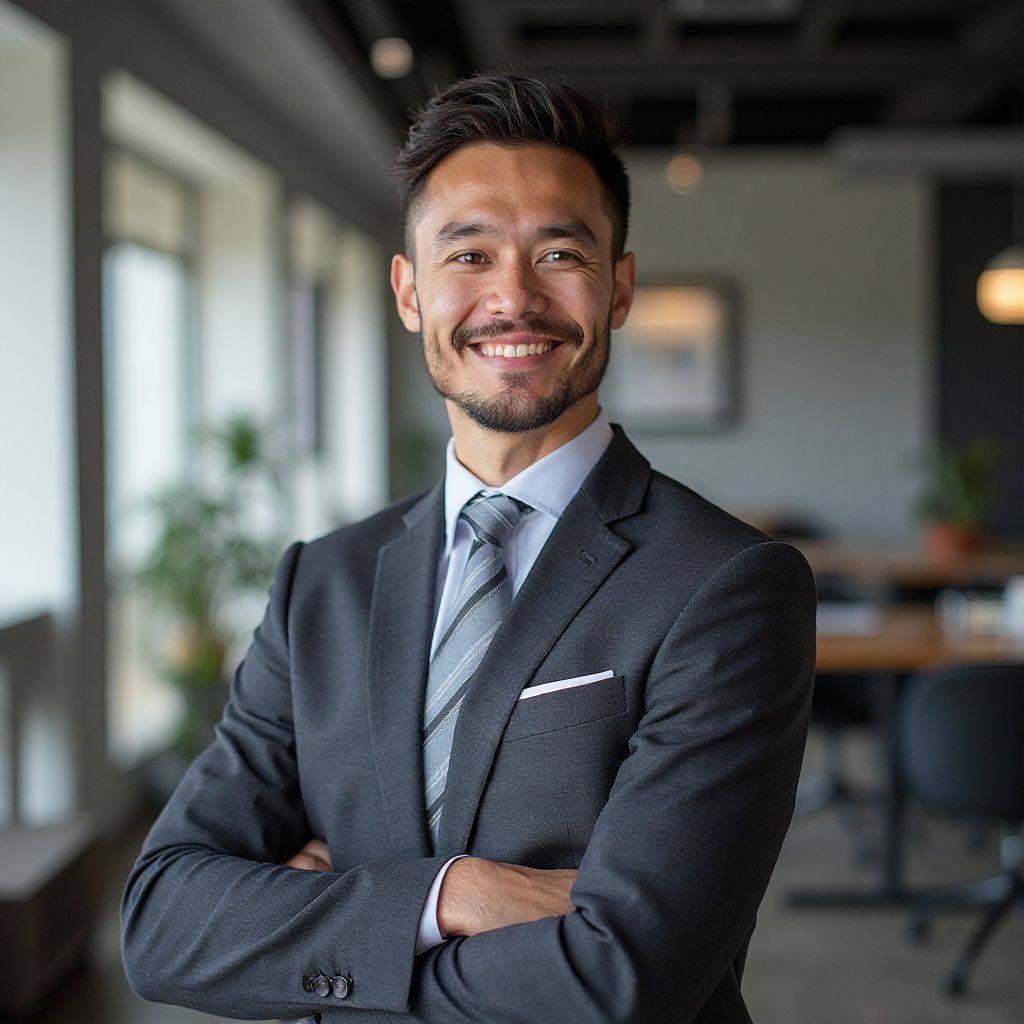 Andrei în biroul său nou după reconversie profesională